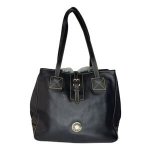 Vintage Dooney & Bourke Black Pebbled Leather Shoulder Handbag Purse Bag Stitch